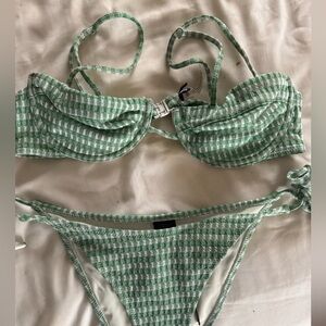Triangl Green Checkered Bikini Set